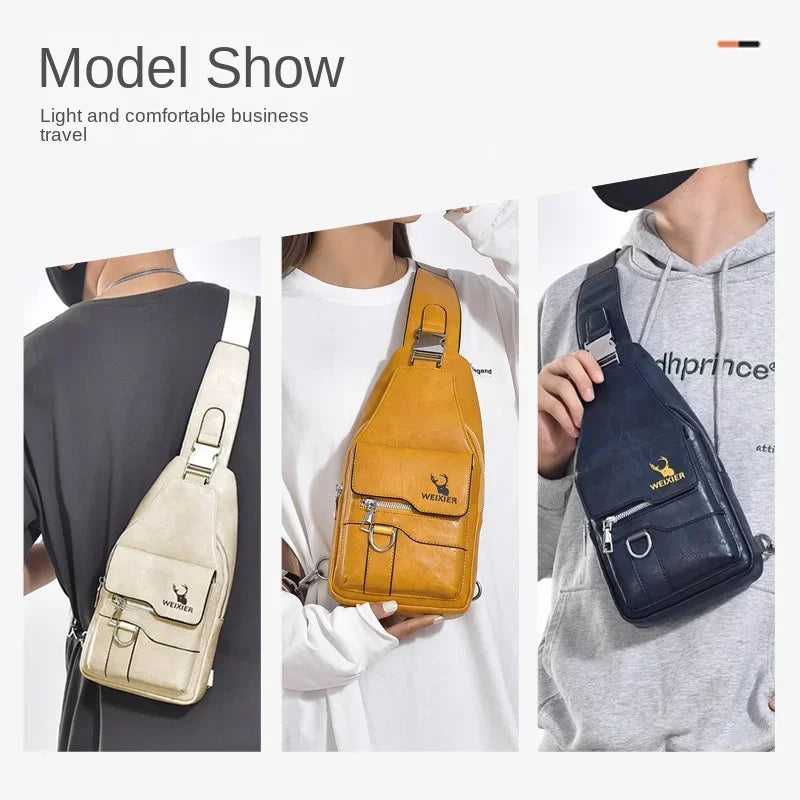 2026 Hot Men's Bag Fashion Messenger Bags Large Capacity Luxury Designer Chest Bags Retro Single Shoulder Crossbody Backpacks