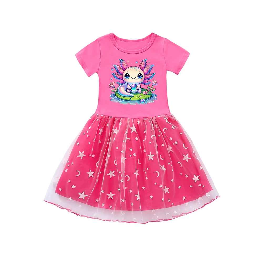 Kids' Dresses for Girls Dress Children's Girly Dresses for Baby Girl Cartoon Axolotl Baby Autumn Clothes Clothing Princess Cute