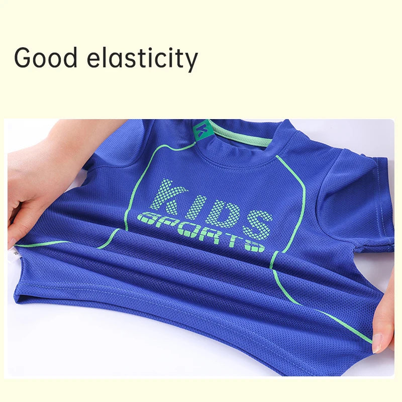 2PCS Kids Sports Children's Sets Quick Drying Sportswear Basketball Clothes Breathable Summer Cloth T-shirt Clothing Boys Girls