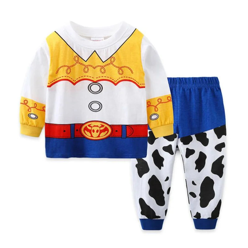 Kids Cartoon Pajama Sleepwear Anime Nightwear Soft Comfortable Loungewear Casual Home Wear Clothes Outfit Boy Girl Age 2-7 Years