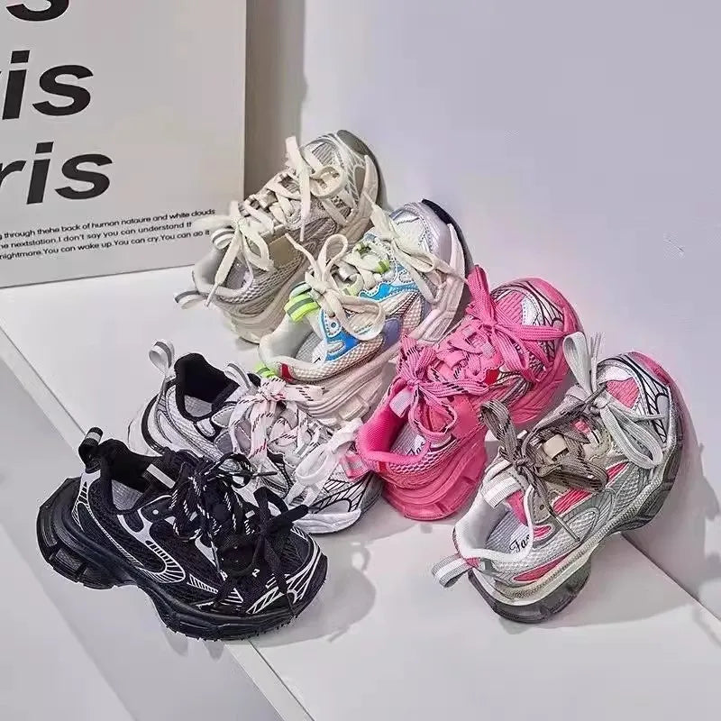 Children's Sneakers Chunky 2026 New Girls Basketball Shoes Fashion Versatile Kids Causal Boys Sports Shoes for School Breathable