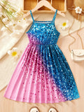 Children's Clothing for Girls: Sparkling All-Over Print Dress, Fashionable Strap Dress for Girls Aged 1-8, Dazzling Strap Dress