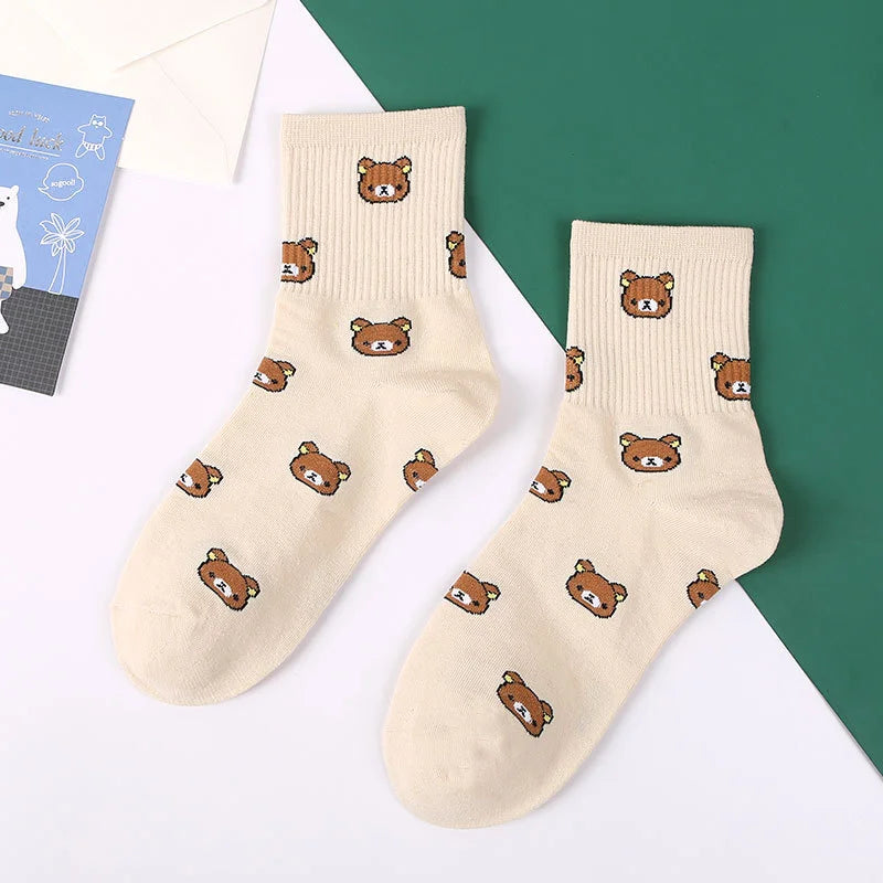Cute Cow Print Socks for Women White Black Funny Cartoon Animals Sock Girls on Sale Fashion Casual Streetwear Skateboard