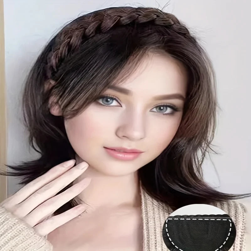 Wig Twist Braids Headbands Eight-character Bangs One-piece Hairpin Cover White Hair Natural Hair Volume on The Top of The Head