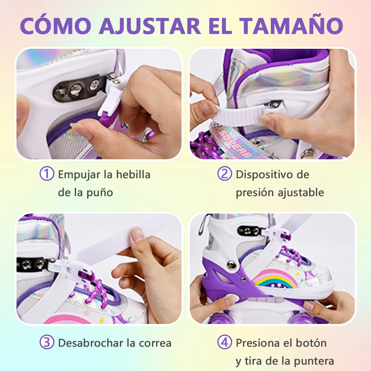 Boys Girls Kids Skates Children Roller Skates Skating Shoes Sliding Adjustable Quad Sneakers PU Flashing 4 Wheels Roller Skates