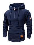 Men's Half Zipper Casual Hooded Collar Drawstring Hoodies Running Warm Sweatshirt Long Sleeve Outdoor Streetwear Fleece Pullover