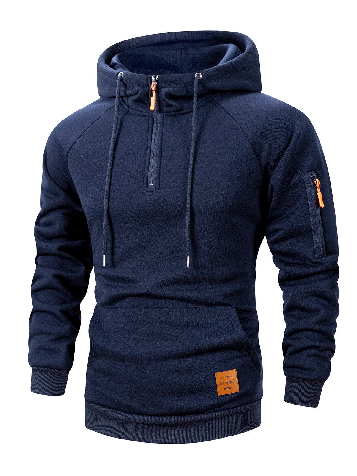 Men's Half Zipper Casual Hooded Collar Drawstring Hoodies Running Warm Sweatshirt Long Sleeve Outdoor Streetwear Fleece Pullover