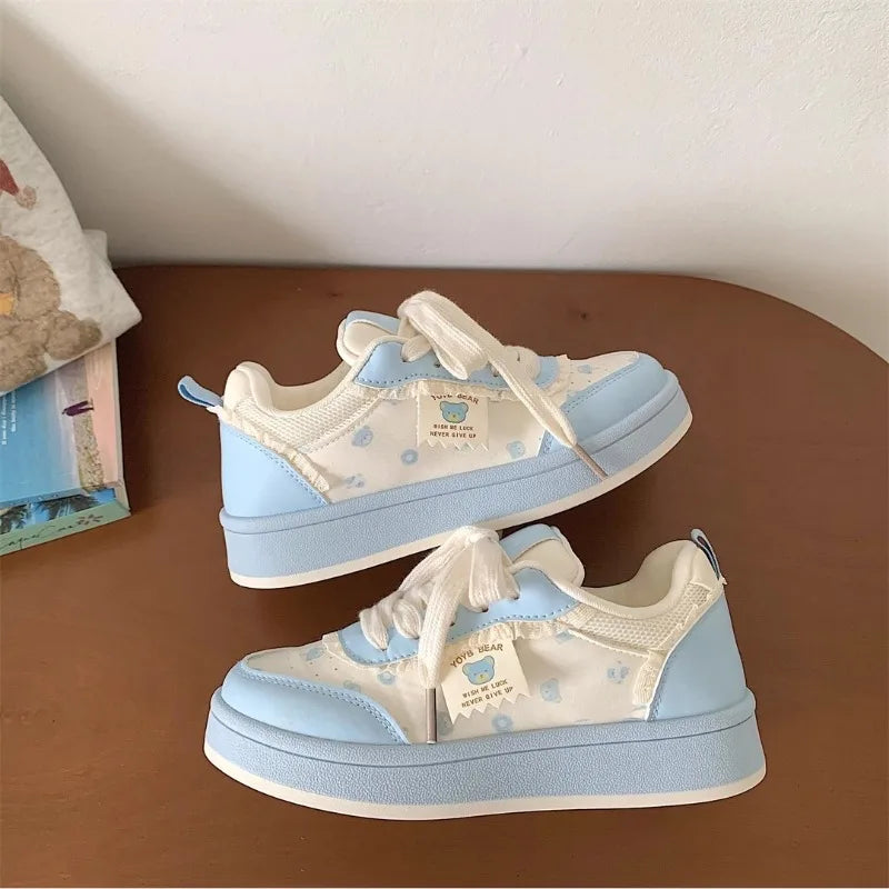 2025 New Women Sneakers Fashion Cute Ladies Causal Shoes Patchwork Non-slip Women's Sports Shoes with Bowknot Женская Обувь