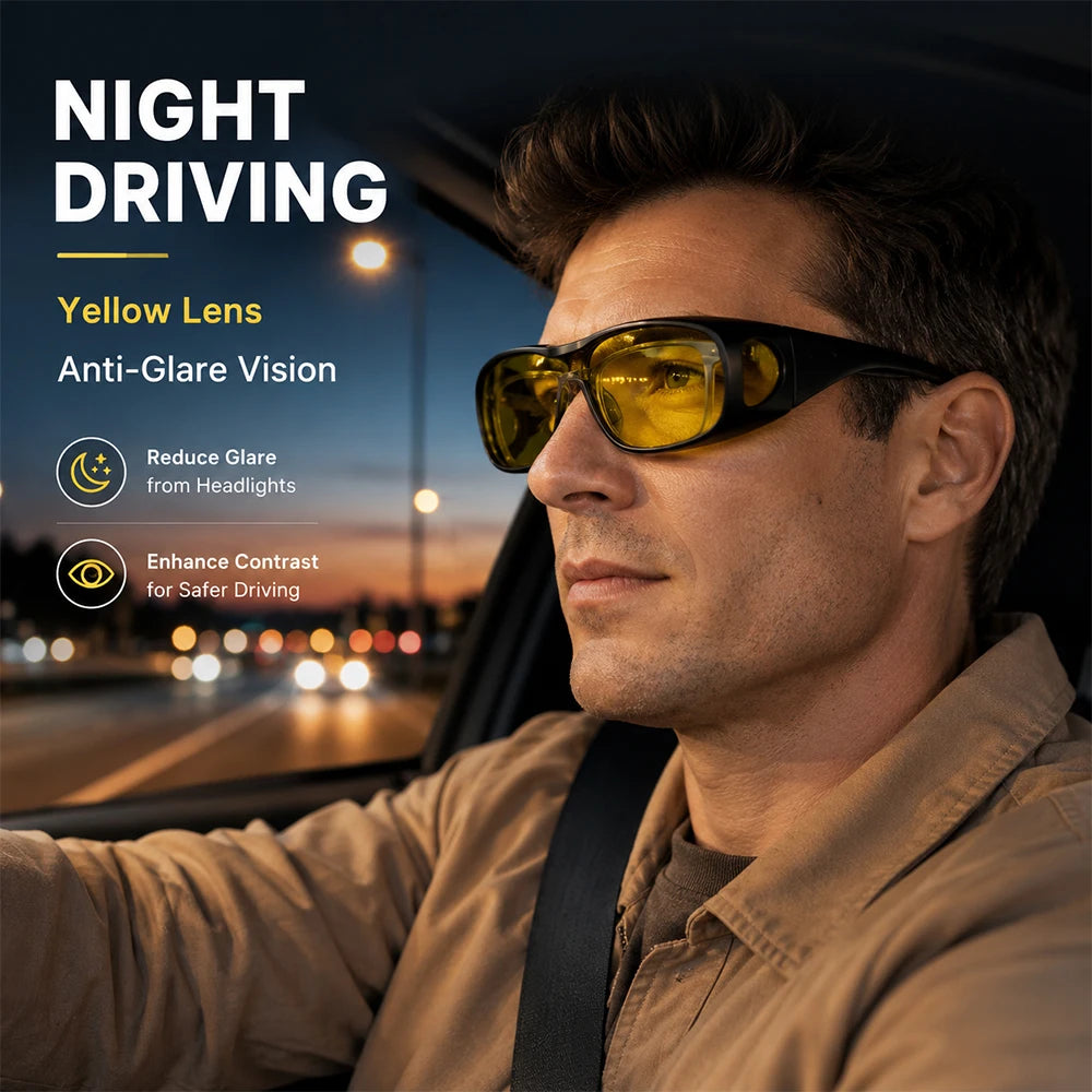 Sunglasses Fit Over Glasses for Men Women, Wrap-Around Glasses UV400 Protection for Driving and Outdoor