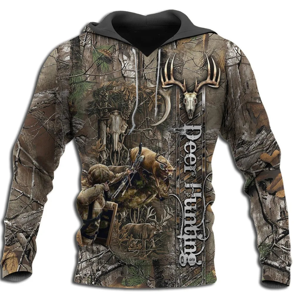 Men's Hoodies Hunting Graphic Camo 3D Printed sweatshirts clothing Harajuku Fashion Hooded Autumn Long Sleeve Hoodie for Men