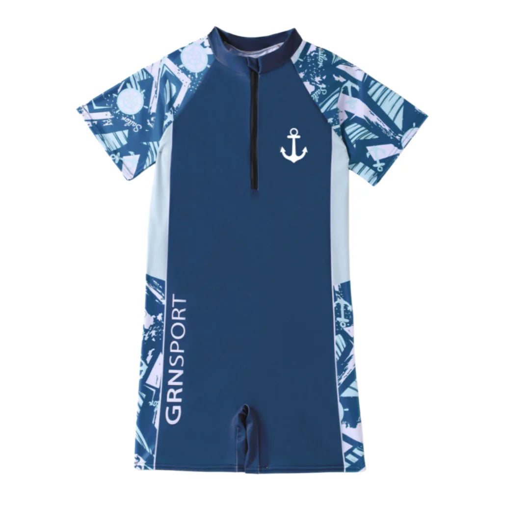 2026 New Style Summer Swimwear Kids Beach Wear High Elastic One-piece Sun Protection Swimsuit Baby Boys Surf Suit