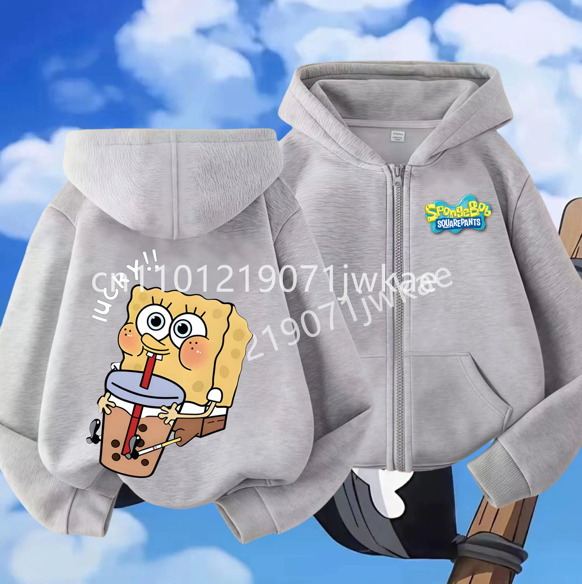 Hoodies Coat SpongeBob SquarePants Children Gifts Zipper Style Girls Boys Age 3-12 Kids Fashion Black Pink Fashion Sweatshirt
