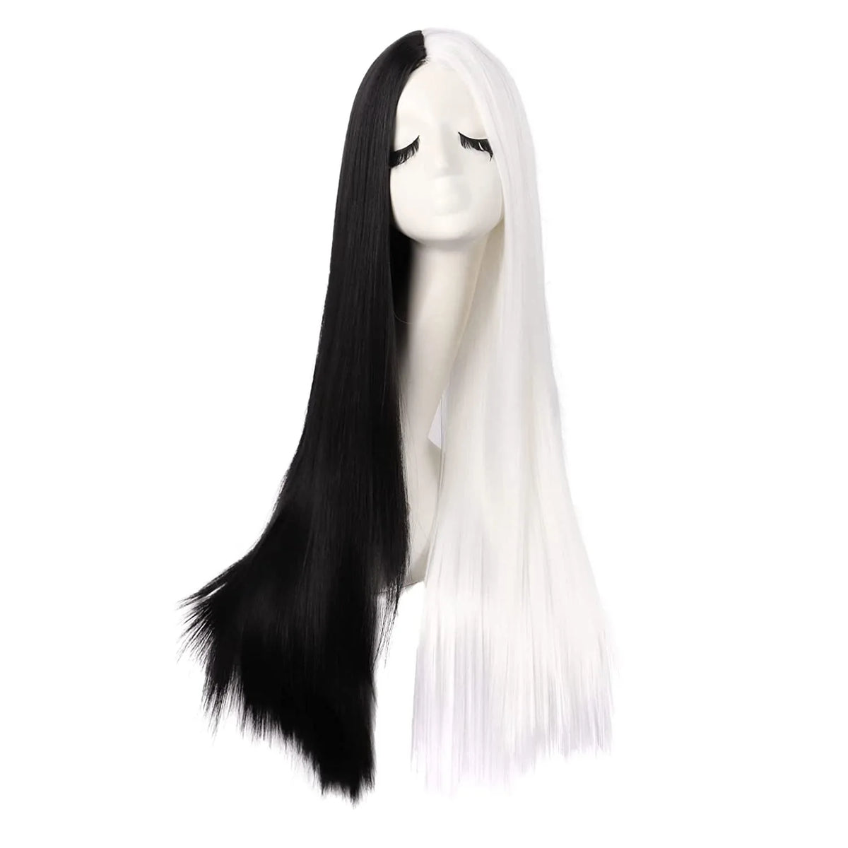 Wigs for Women Yellow and Black Wig Long Straight hair Cosplay Wig Halloween wig Two Tone Ombre Color Women Synthetic Hair Wigs