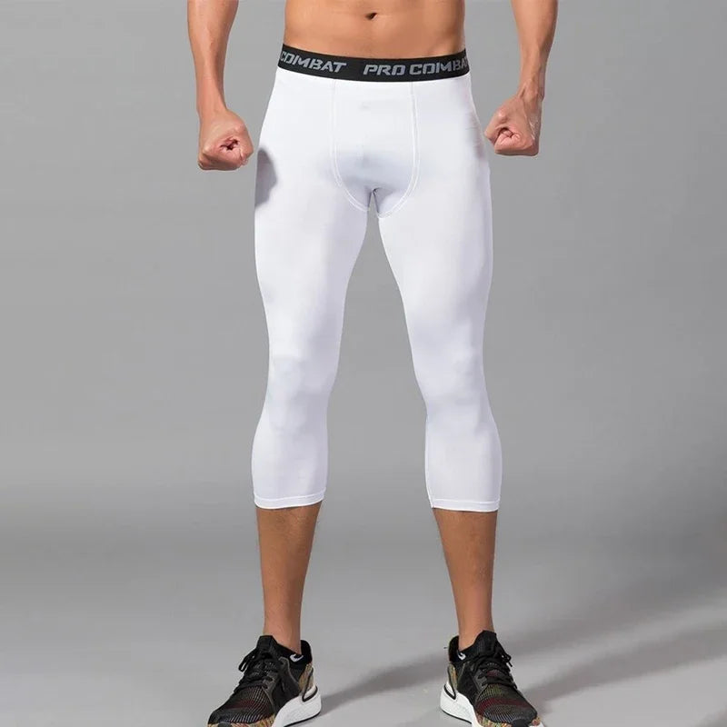 Men's Sports Cropped Pants Sportswear, Running Leggings Gym Leggings Male Compression Sweatpants MenCropped Capri Trousers