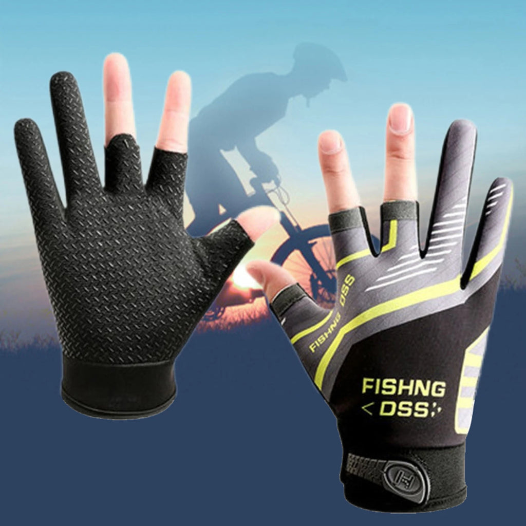 Fishing Gloves Men Summer Three Finger Cut UV Protection Cycling Gloves Anti Slip Breathable Lightweight Outdoor Sports Gear