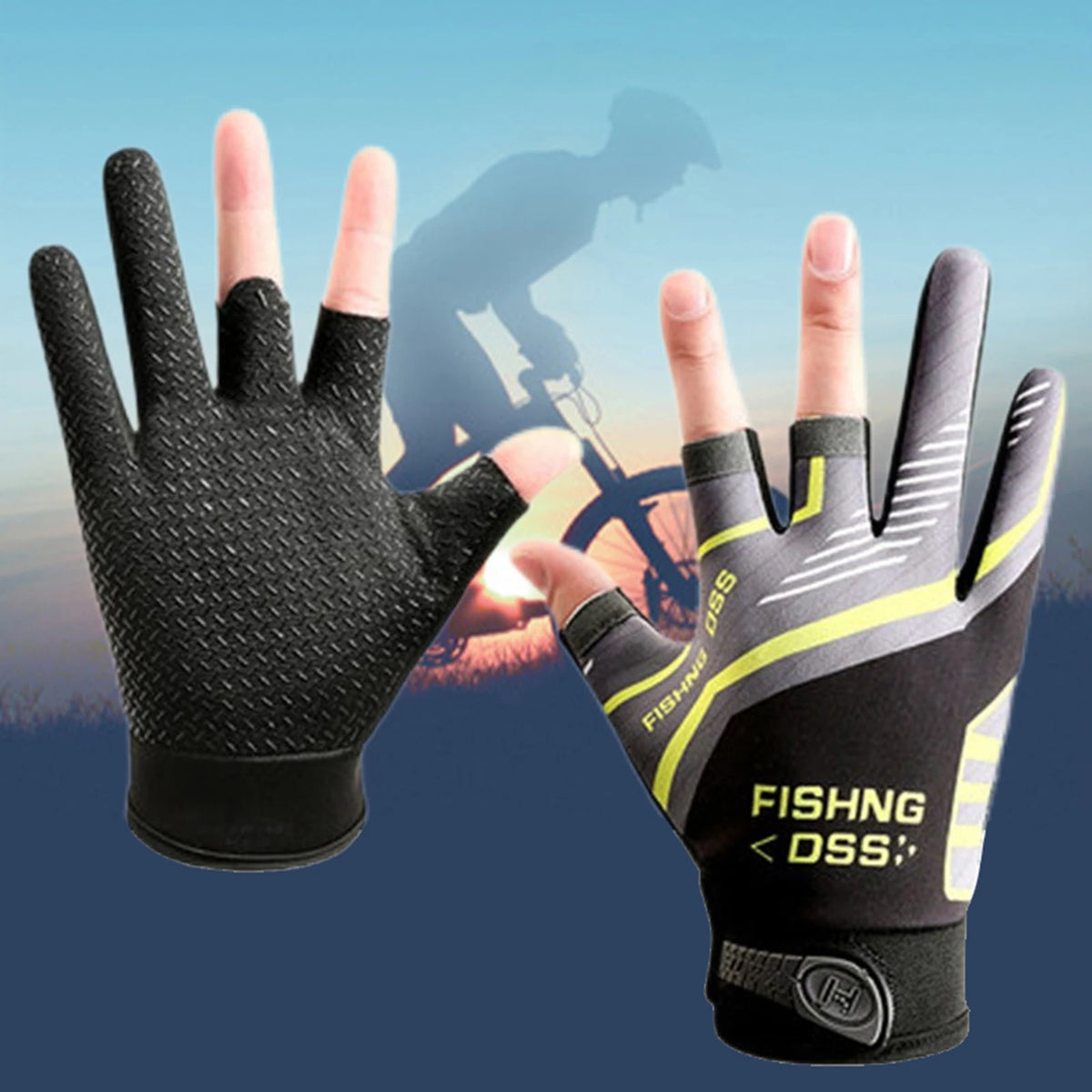 Fishing Gloves Men Summer Three Finger Cut UV Protection Cycling Gloves Anti Slip Breathable Lightweight Outdoor Sports Gear