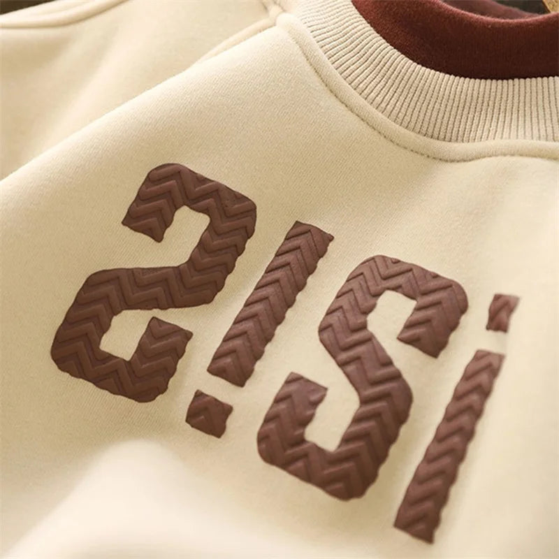 Warm Boys Thick Sweatshirts Children Plus Velvet Pullover Kids Winter Casual Clothes Teenager Autumn Printed Sport Shirts 4-14Y