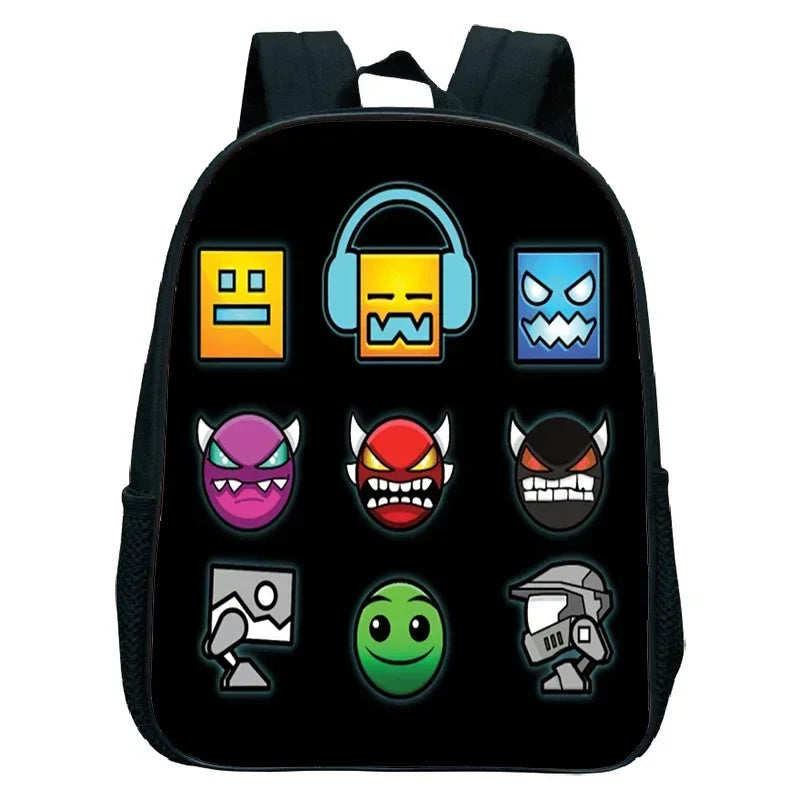 Children Backpack Anime Small Bookbag Kids Cartoon School Bags  Angry Geometry Dash Kindergarten Backpacks Boys Girls Rucksack