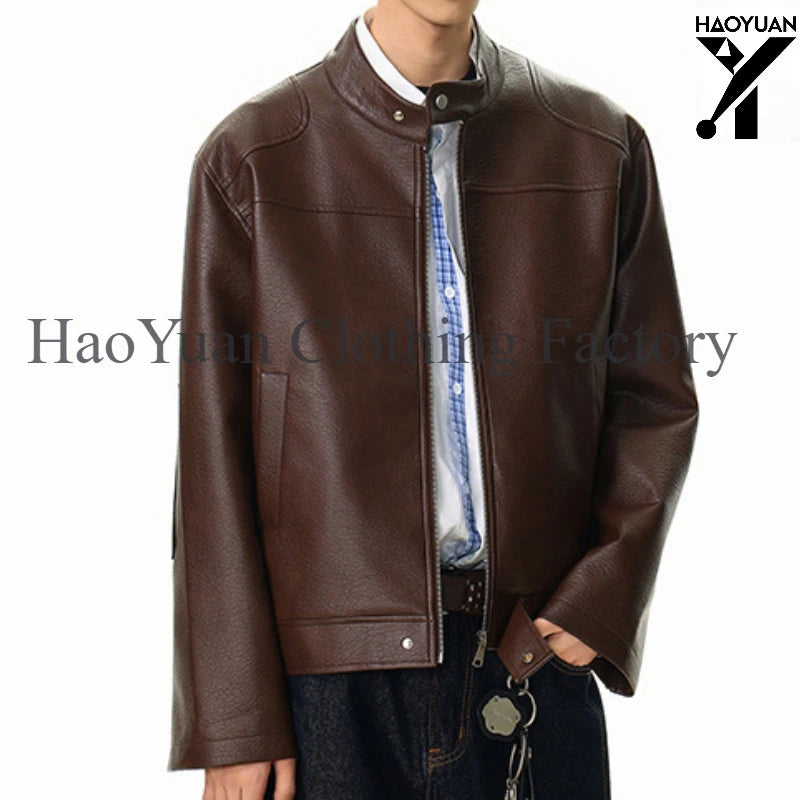 Men's Cycling Jacket Retro Casual Loose Cool Outdoor Cycling Hiking Camping Travel Home Workwear Men's Motorcycle Leather Jacket