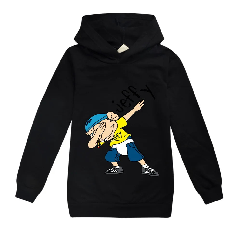 2026 Autumn Anime Jeffy Puppet Hoodies Teenager Boys Hoodie Kids Sweatshirts Girls Leisure Outwear Children Pullovers Streetwear