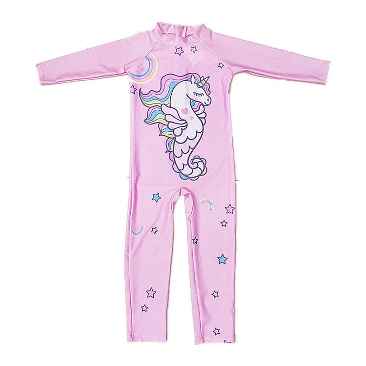 Kids Cartoon Swimwear 3-11 Years Long Sleeve UV Protection Rash Guard for Boys Girls