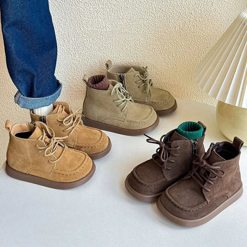 Little Boys Shoes Fashion Kids ankle boot child leather shoes 1-6Years Old babys Ankle Boot Mocha nude booties Brown Coffee