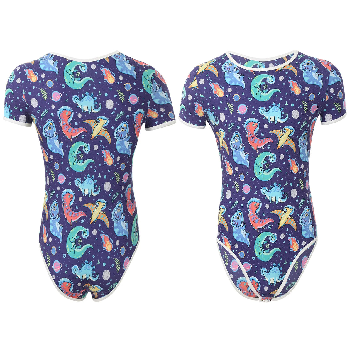 Mens Pajamas Bodysuit Sleepwear Cute Cartoon Print Short Sleeve Leotard Buttoned Crotch Diaper Rompers Pajama Swim Bathing Suit
