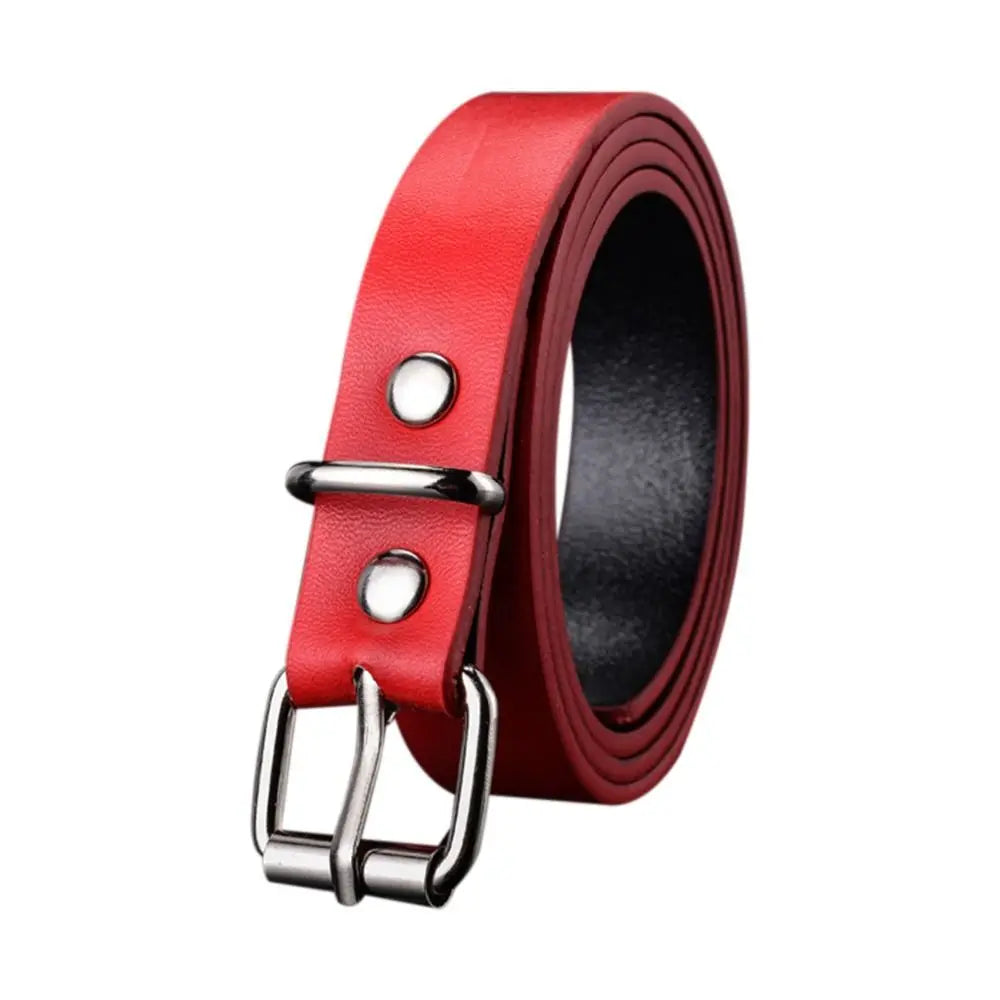 Boys Girls Retro Casual Pin Buckle Waistband Children Leather Belt Trouser Dress Belts Thin Waist Strap