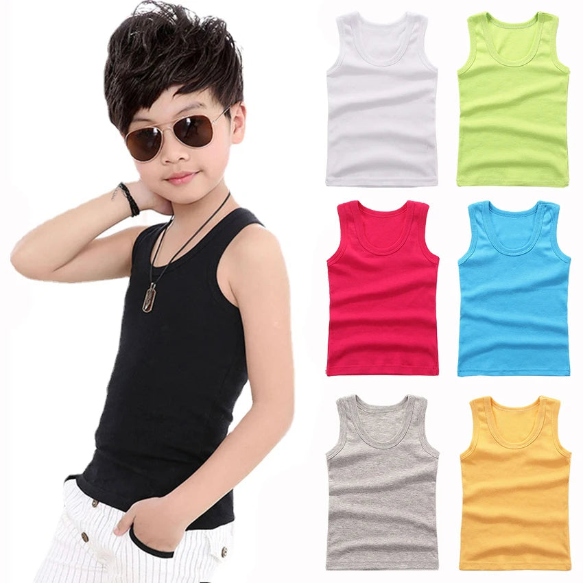 Kids Underwear Boys Vests Children Summer Vest Tops for Girls Solid Tank Top Boy Clothes Cotton Tees Sleeveless 2-12Y