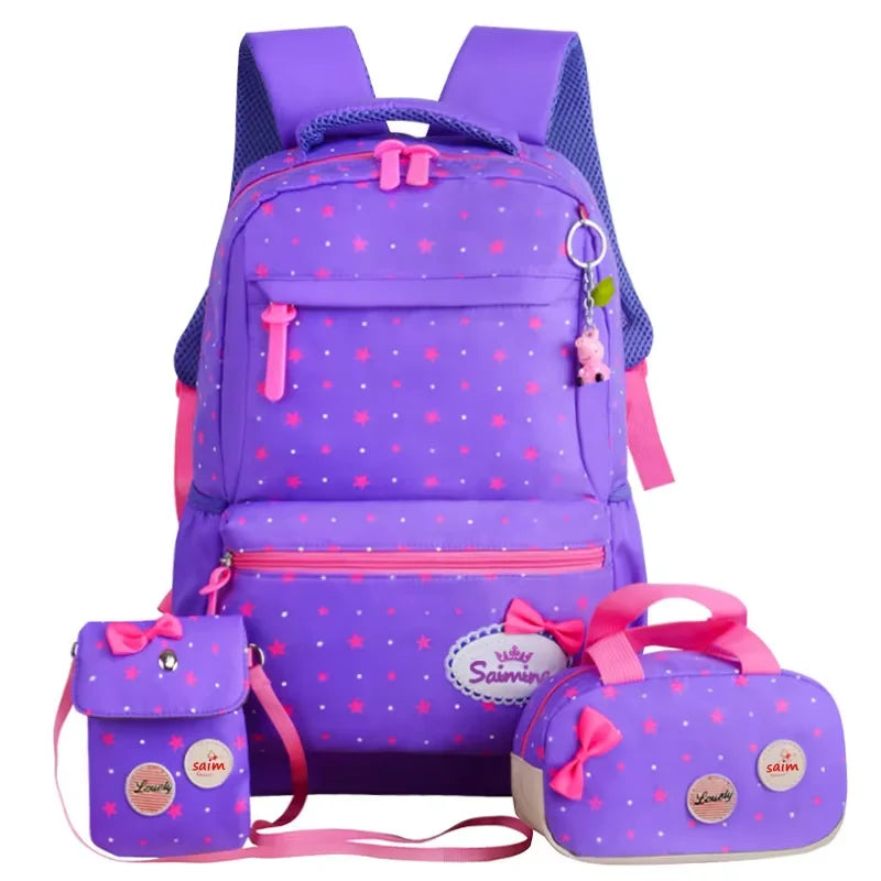 Bunnyfly 3pcs/Set Kids School Bag Backpack Set Fashion Lovely Children's Backpack for Girls Student Mochila Sac