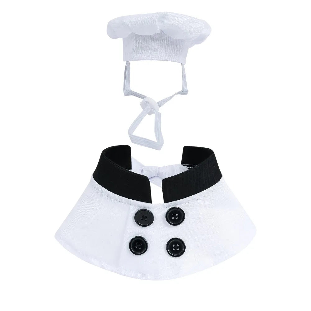 New Cute Pet Clothing Chef Suit with Matching Hat Dog Outfit for Holiday Cosplay Party Activity Dress Up
