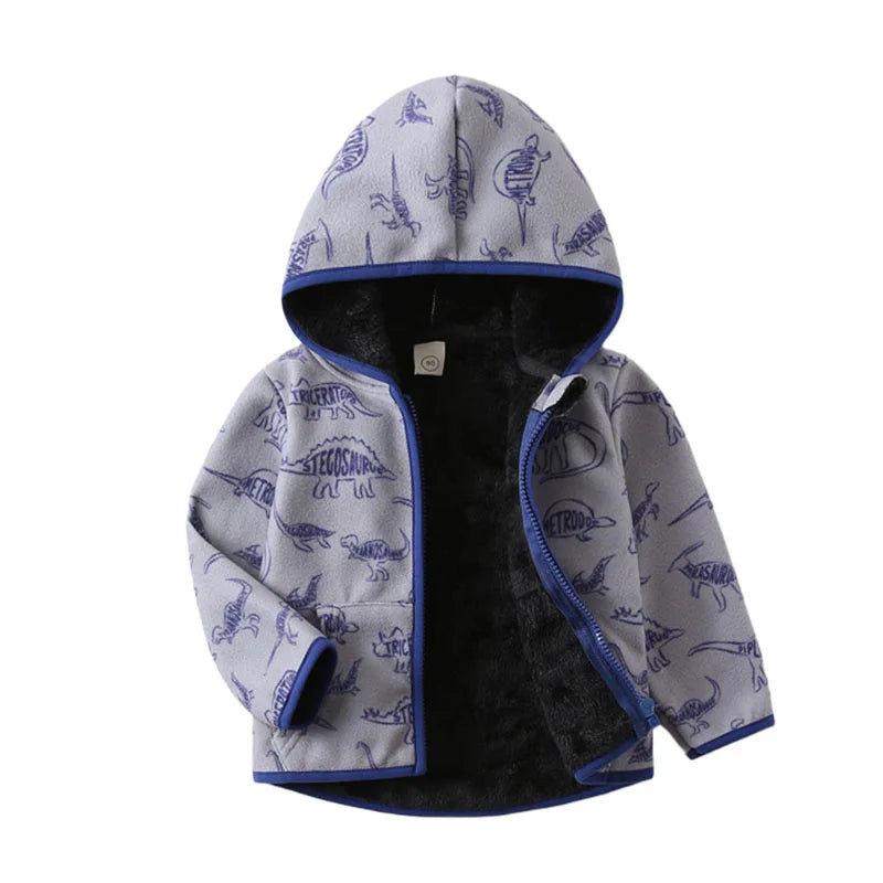 Boys Girls Autumn Winter Hooded Jacket Toddler Long Sleeve Zipper Outwear with Print Costume Baby Clothing New Arrivals