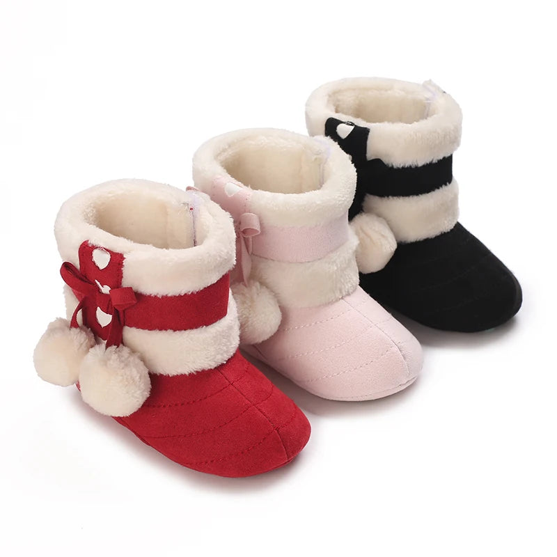 Infant Baby Winter Warm Boots Newborn Girls Boys First Walkers Shoes Soft Sole Fur Snow Booties Toddler Kids Anti-slip 0-12M