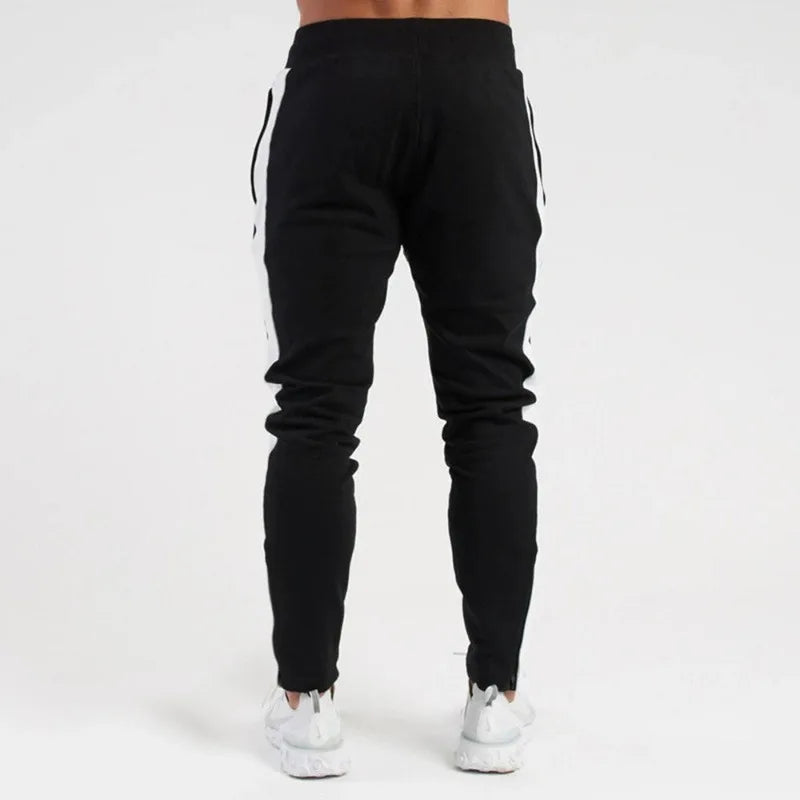 Winter New Matching Color Plus Fleece Warm Small Foot Pants Men's Sports Pants Fitness Casual Pants Men M-3XL