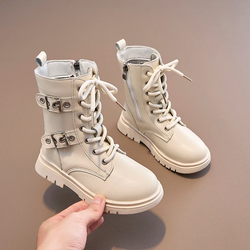 Baby Girls Autumn/Winter Hot Sale New Buckle Round Toe Comfort Cool Fashion Boots Kids Casual Single Elevated Walking Boots