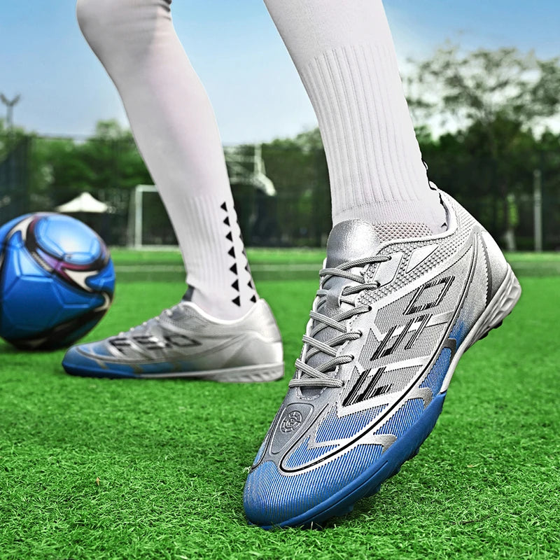 Youth Adult High‑Top Soccer Shoes TF Turf Cleats Breathable Knit Sock Ankle Design Non‑Slip Training Football Sneakers