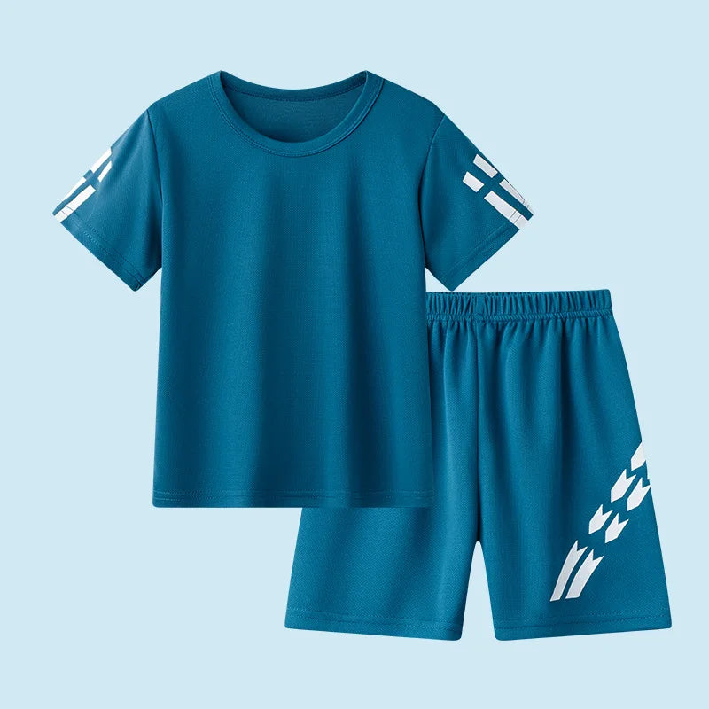 Boys Sportswear Summer Sets Kids Toddler 1 2 3 4 5 6 7 8 9 10 11 12 Years 2026 Mesh Stripes Teen Sports Ouifits Short Track Suit