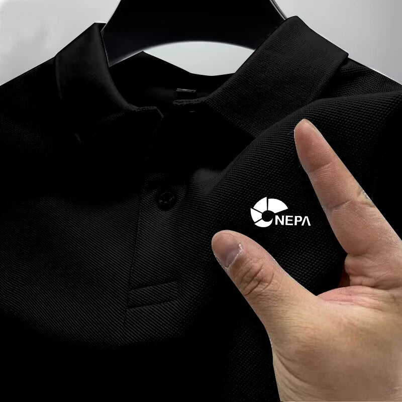 2026 Men's Reflective Polo Shirt, Color Button, Breathable, Casual, Fashionable, Business, Comfort, Summer, Shoes