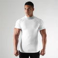 Turtleneck  Short Sleeve T-shirts Mens Summer Compression Shirts Elastic Quick Dry Sports Tees Tops Fitness Gym T Shirt