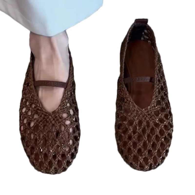 Flats Loafers Women Shoes Designer Weave Shallow Sandals Fashion Casual Sport 2026 New Dress Walking Retro Summer Mujer Zapatos