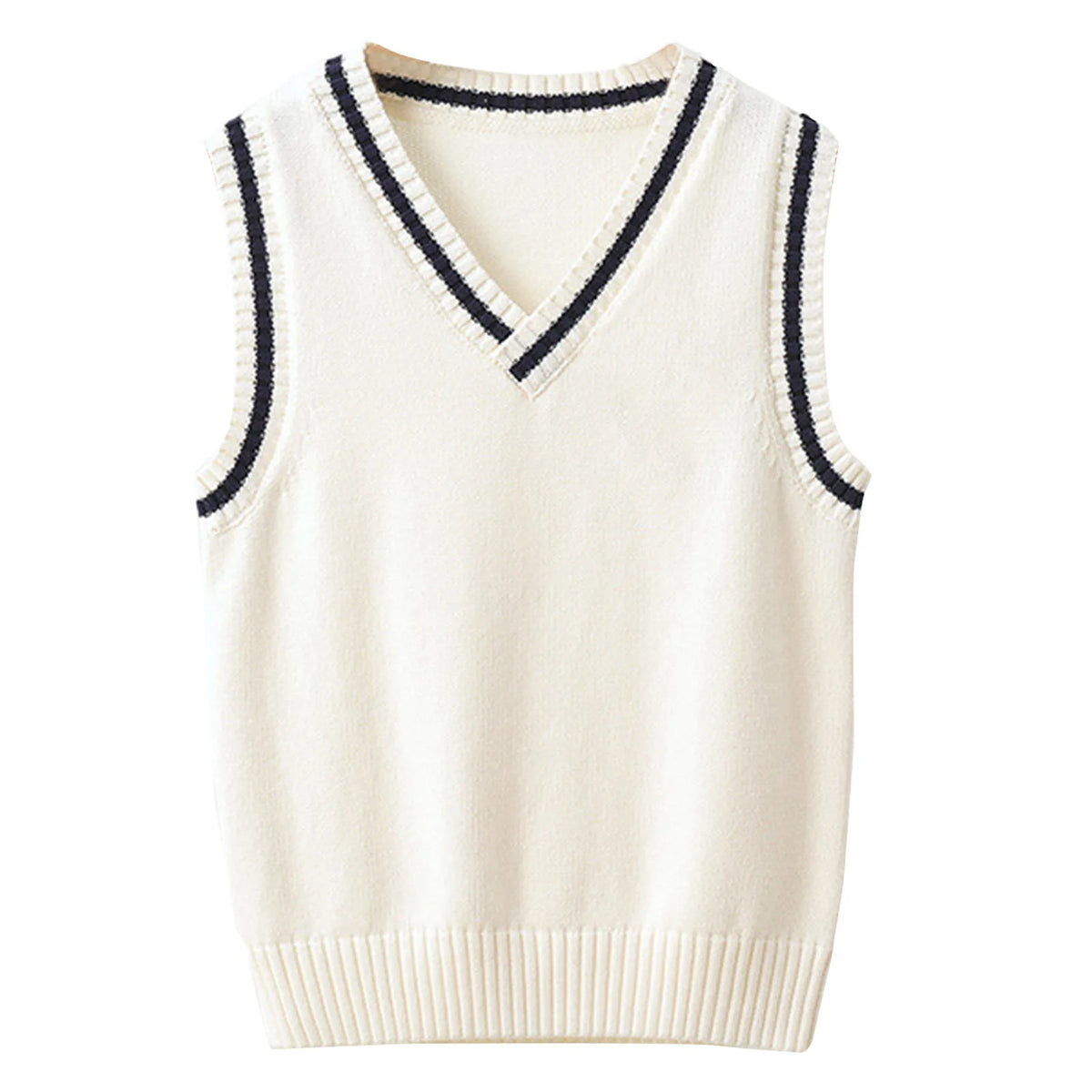 Kids Boys Girls Preppy Style Sweater Vest Fashion V Neck Knitted School Uniform Waistcoat Tops Children Spring Autumn Outerwear
