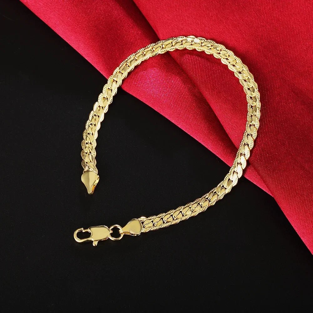 Fashion Gold Or 925 Sterling Silver 5mm Men Jewelry Charm Women Lady Chain Bracelets Wedding Party Gifts