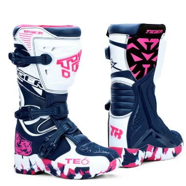 NEW TE006 Kids Motocross Boots Black Off-Road Motorcycle Boot Children Orange Youth Dirt Bike Racing Bota MX Gear for 6-12 Years