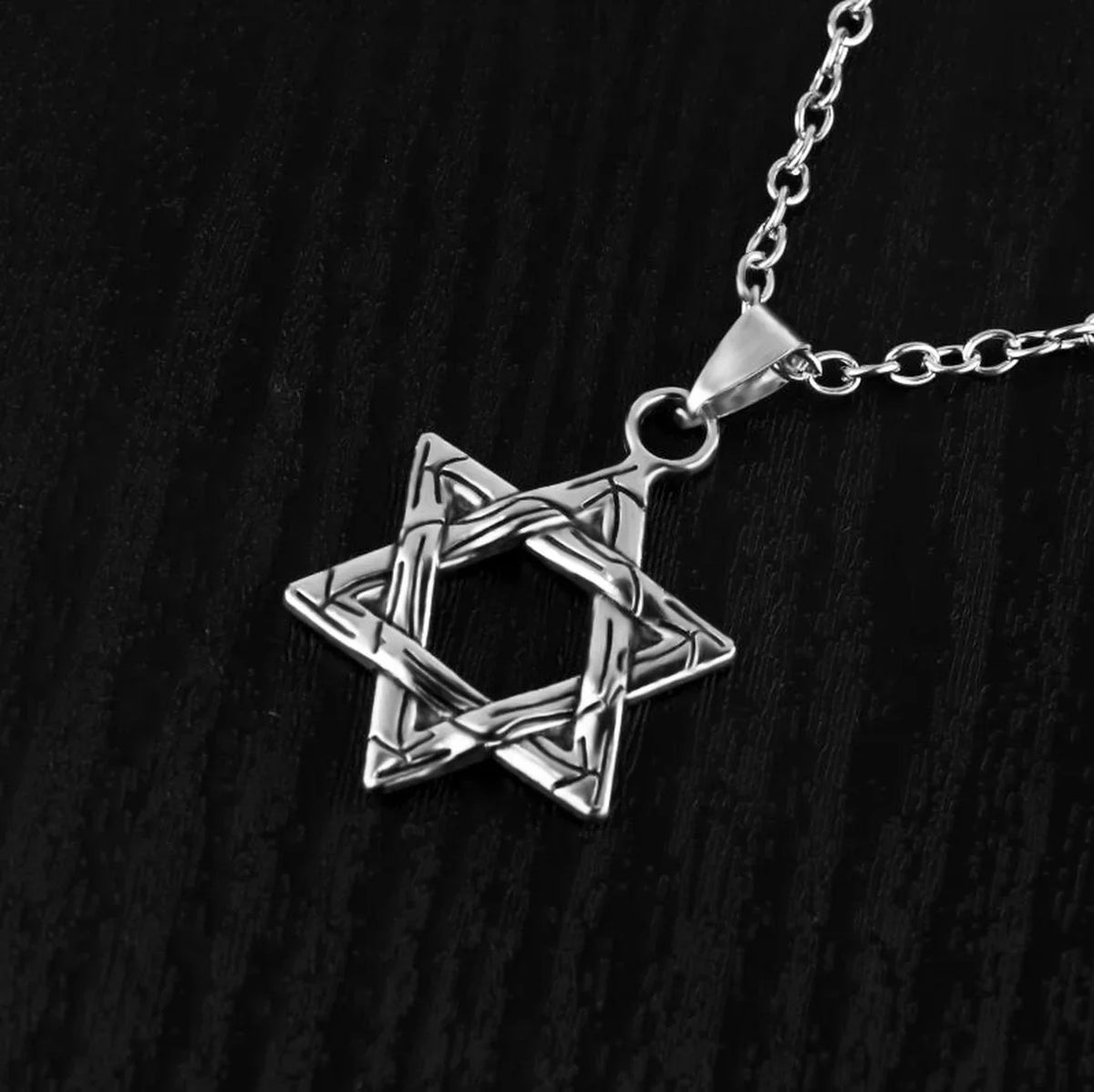 70 Cm Jewelry for Men Boys  Solid Color Six-pointed Star of David Pendant Necklace Titanium Steel Punk Hip Hop Popular Necklace