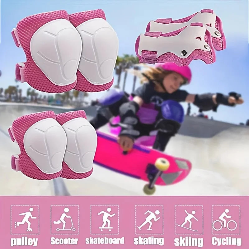 6pcs Kids' Sports Protective Gear Set for Ages 3-8 - Knee Pads, Elbow Guards, Durable PE Material, Shock Absorbent