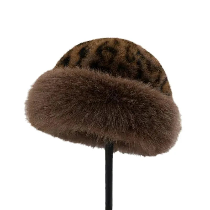 Women's Pullover Hats New Leopard Print Personalized Fashionable Cool Retro Beanies Thickened Plush Warm Plush Hats For Girl