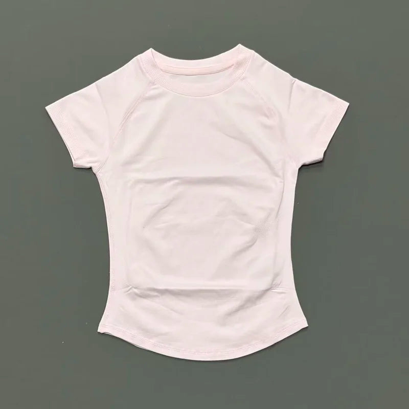 Women Sports T-Shirt Round Neck Short Sleeve Breathable Stretchy Tops Gym Fitness Yoga Running Workout Casual Athletic Shirts