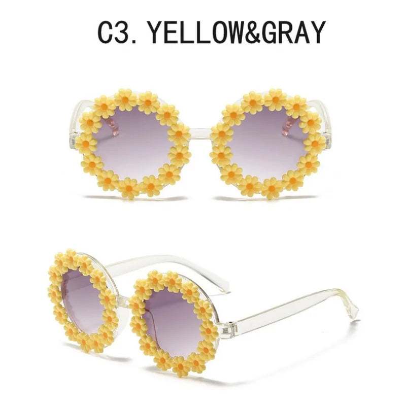 Kids Sunglasses Children Round Flower Sunglasses Girls Boys Baby Shades Glasses UV400 Outdoor Sun Protection Eyewear