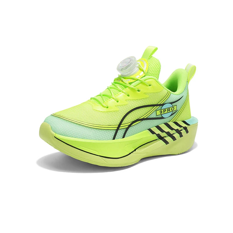 Kids Boys Rotary Buckle Running Shoes, Breathable Mesh, Shock-absorbing Thick Sole, Ideal for Sports & School Activities