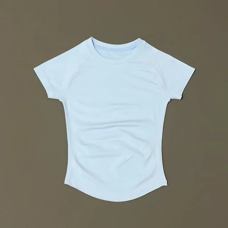 Women Sports T-Shirt Round Neck Short Sleeve Breathable Stretchy Tops Gym Fitness Yoga Running Workout Casual Athletic Shirts